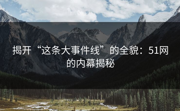 揭开“这条大事件线”的全貌：51网的内幕揭秘